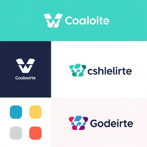Collage af forskellige branding elementer, såsom logo, farver og typografi.