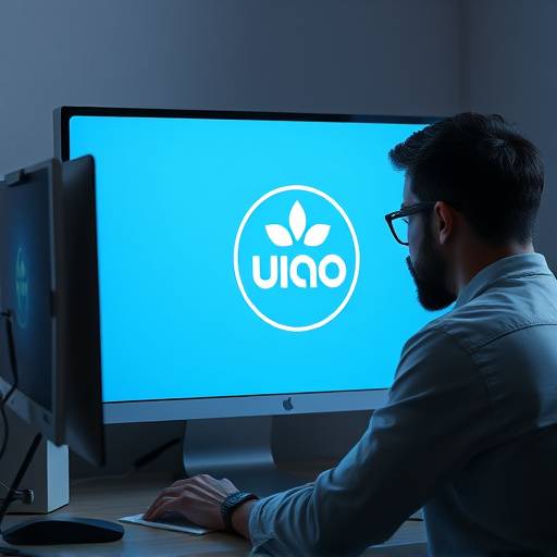 En designer der arbejder med et logo på en computer.