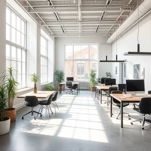 Interiørbillede af DesignKraft Studios moderne kontor på Vesterbrogade, der viser et åbent og inspirerende arbejdsrum.